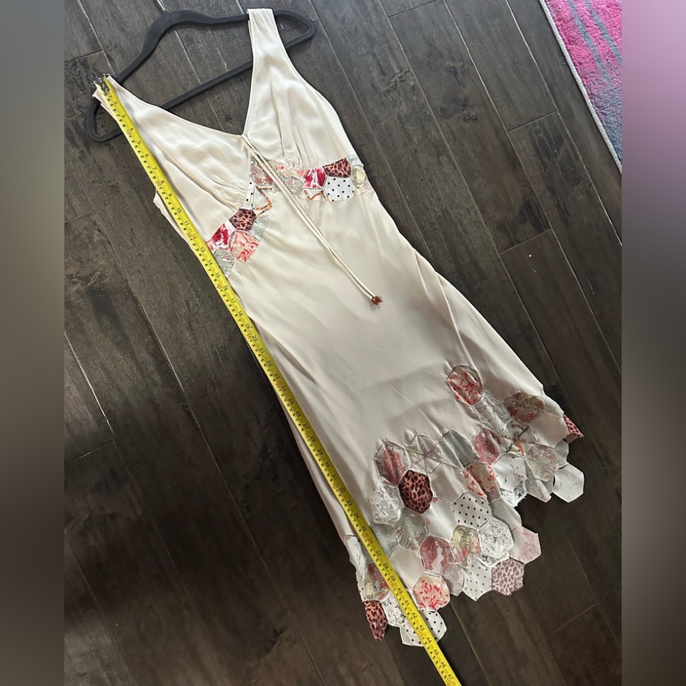 Sue Wong Cream Asymmetrical Dress with Pink & Gold Patchwork - Picture 11 of 16